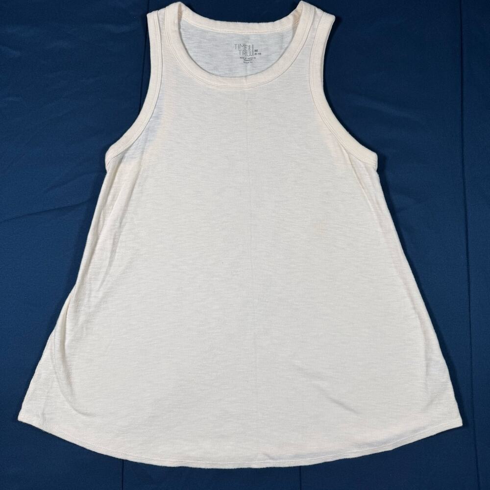 Time and Tru Cream Ribbed Swing Tank Top Womens Medium